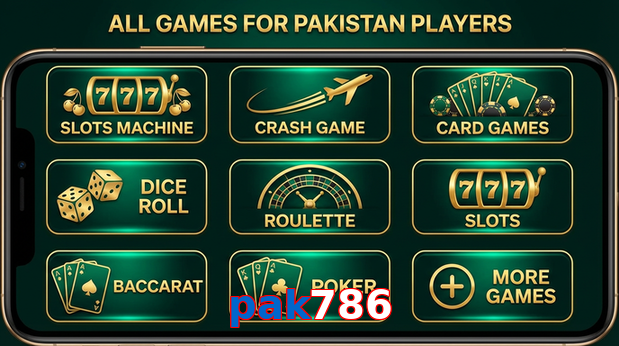 Main screen of Pak786 games page for PK players
